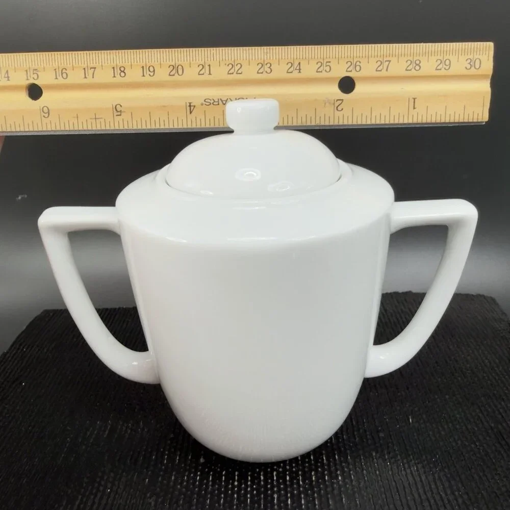 Restoration Hardware RH‎ Sugar Bowl Container White Porcelain With Lid Ceramic
